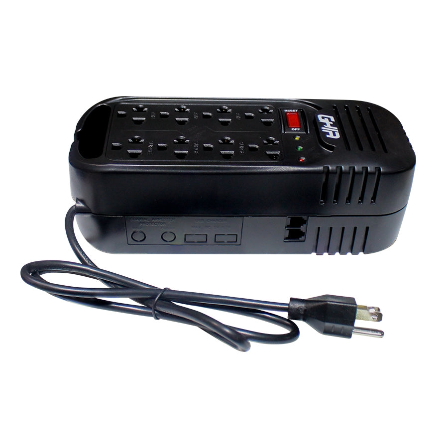 REGULADOR DE VOLTAJE GHIA 1300VA / 600W 8 CONTACTOS.
