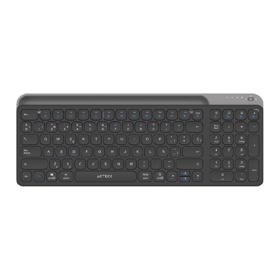 Acteck Inspire Trek TI747 teclado Universal RF inalámbrico + bluetooth QWERTY Español Negro, Gris