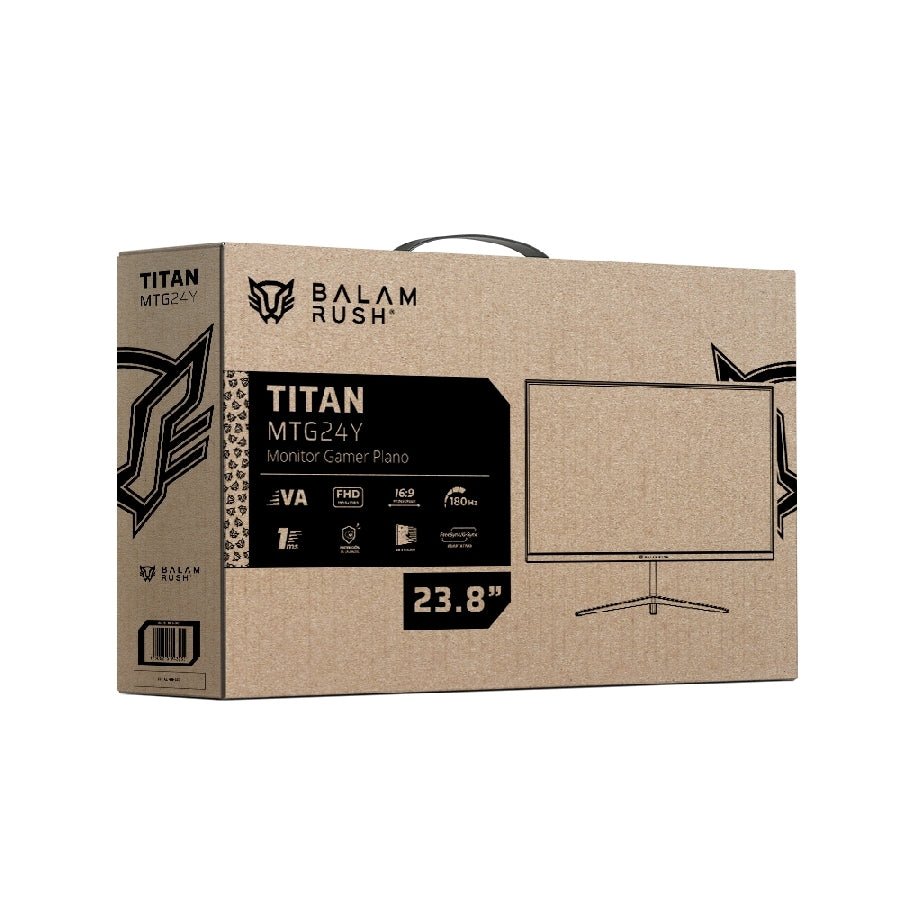 MONITOR GAMER BALAM RUSH TITAN MTG24Y / 23.8 PUL / PLANO / 180 HZ / FHD / 1 MS / HDMI DP TIPO C AUDIO DC / FREESYNC/G-SYNC / NEGRO / BR-943055