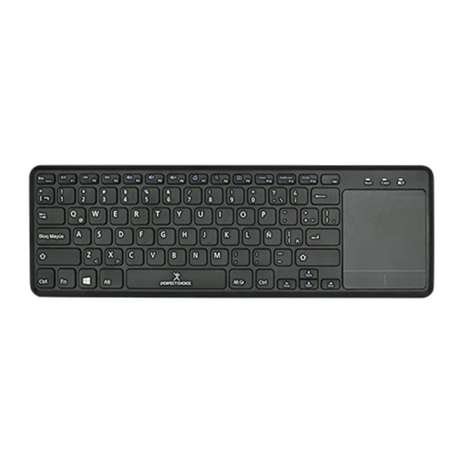 TECLADO INALAMBRICO CON TOUCH PAD TECLAS DE TIJERA Y ACCESOS RAPIDOS CONECTOR USB PERFECT CHOICE - NEGRO