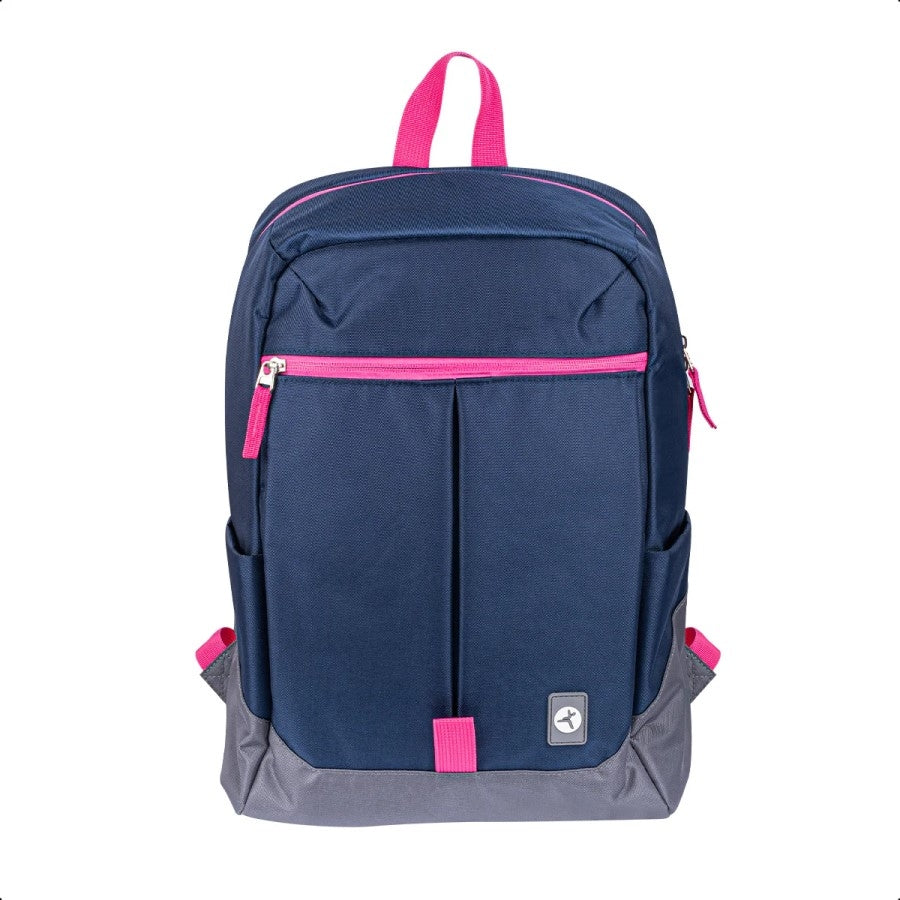 MOCHILA - BACKPACK - TECHZONE - TZLBP26-A - 16 PULGADAS - 7 COMPARTIMIENTOS - AZUL/ROSA/GRIS