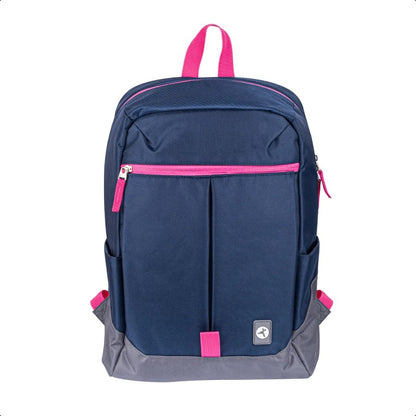 MOCHILA - BACKPACK - TECHZONE - TZLBP26-A - 16 PULGADAS - 7 COMPARTIMIENTOS - AZUL/ROSA/GRIS