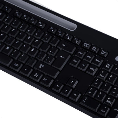 KIT TECLADO Y MOUSE - TECHZONE - TZCOMBINA06 - INALAMBRICO USB A - BATERIAS AA/AAA - RANURA SOPORTE PARA MOVIL 8 PULGADAS