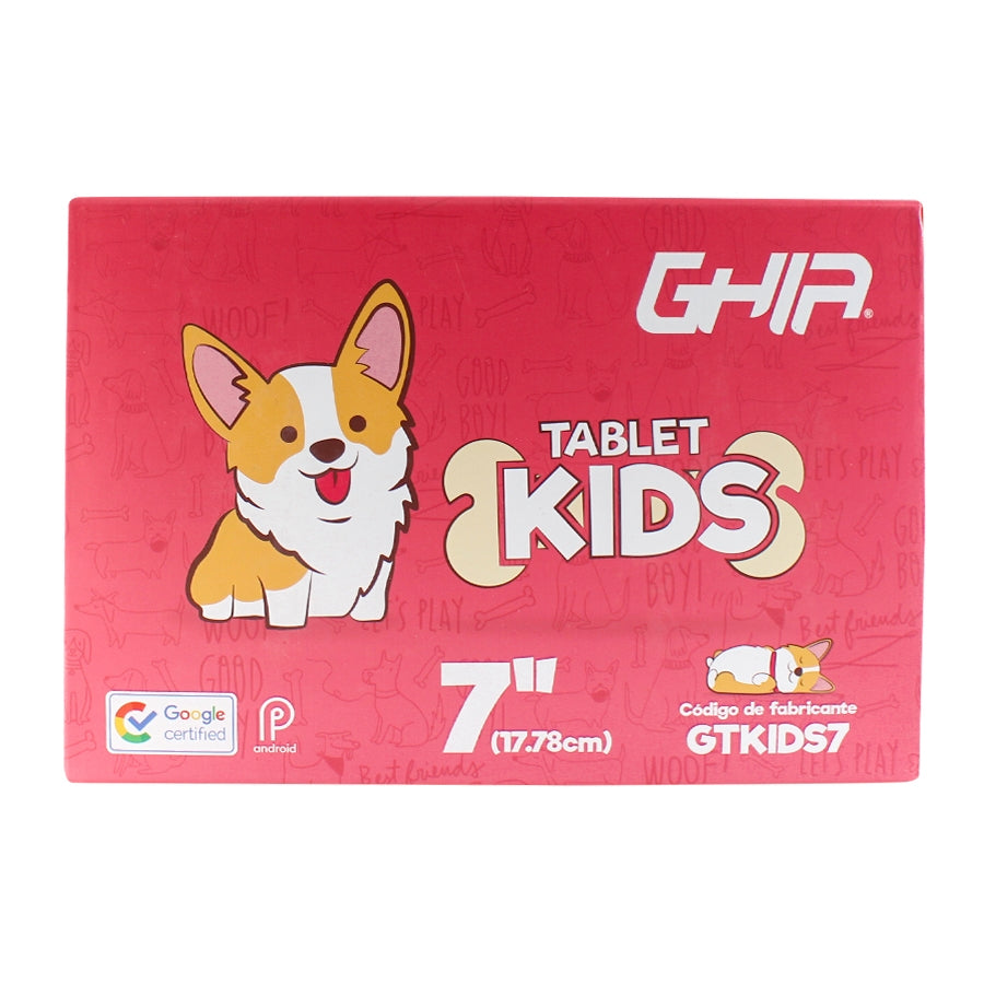TABLET GHIA 7 KIDS/A50 QUADCORE/1GB RAM/16GB /2CAM/WIFI/BLUETOOTH/2500MAH/ANDROID 9 /PERRITO