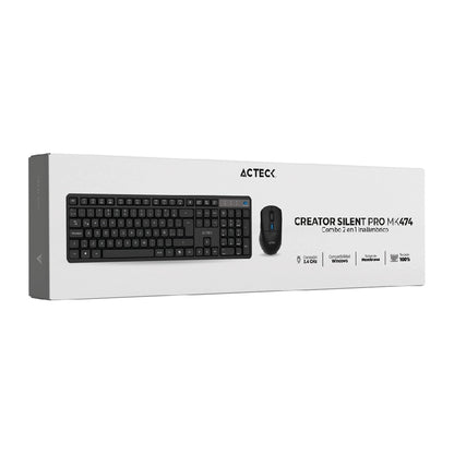 Acteck Creator Silent Pro MK474 teclado Ratón incluido Universal RF inalámbrico QWERTY Español Negro