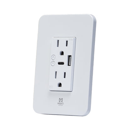 CONTACTO INTELIGENTE DE PARED MIRATI MCP2 / 2 CONTACTOS, 1 USB A, 1 USB C / WIFI 2.4GHZ, BLUETOOTH 4.2 / COMPATIBLE CON ANDROID E IOS / FUNCIONA CON ALEXA Y ASISTENTE DE GOOGLE