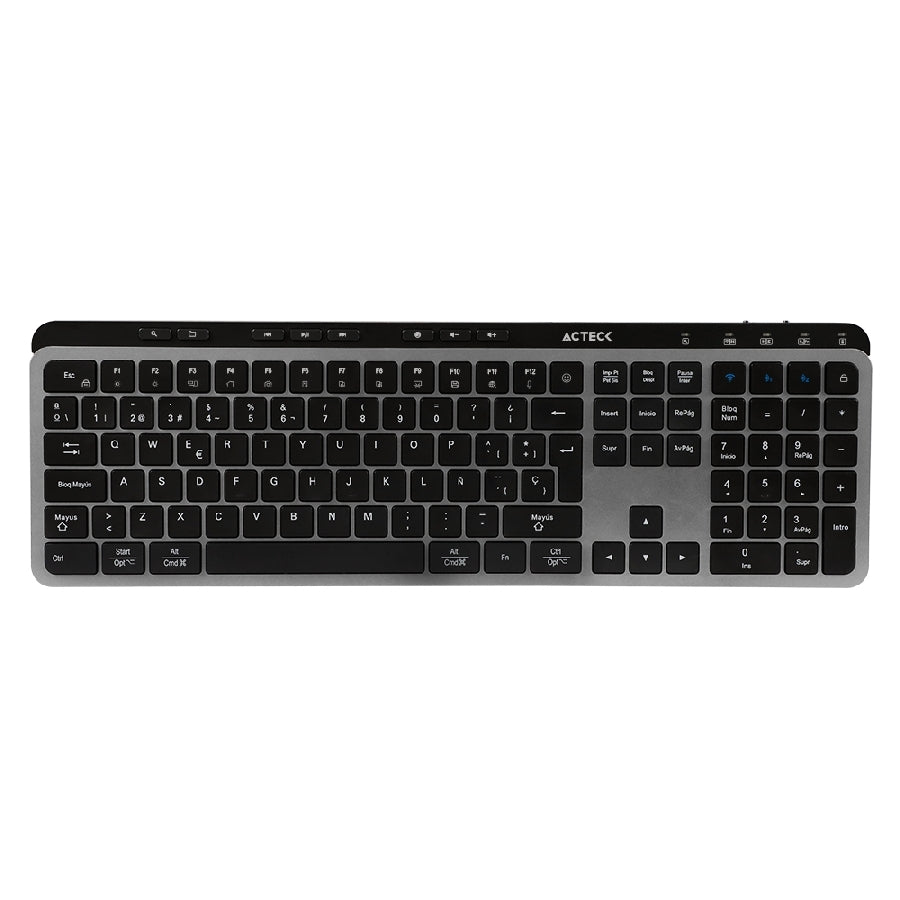 Acteck Inspire Krea TI755 teclado Hogar / Oficina RF inalámbrico + bluetooth QWERTY Español Negro, Gris