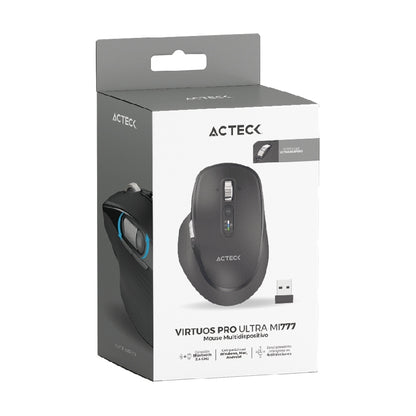 Acteck Virtuos Pro Ultra MI777 ratón Universal Diestro RF Wireless + Bluetooth + USB Type-C Óptico 4800 DPI