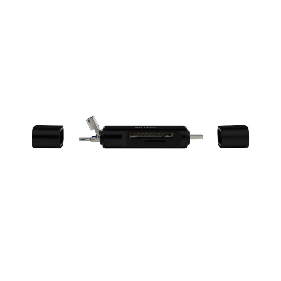 Acteck GATE EDIT DH450 lector de tarjeta USB 3.2 Gen 1 (3.1 Gen 1) Type-A/Type-C Plata