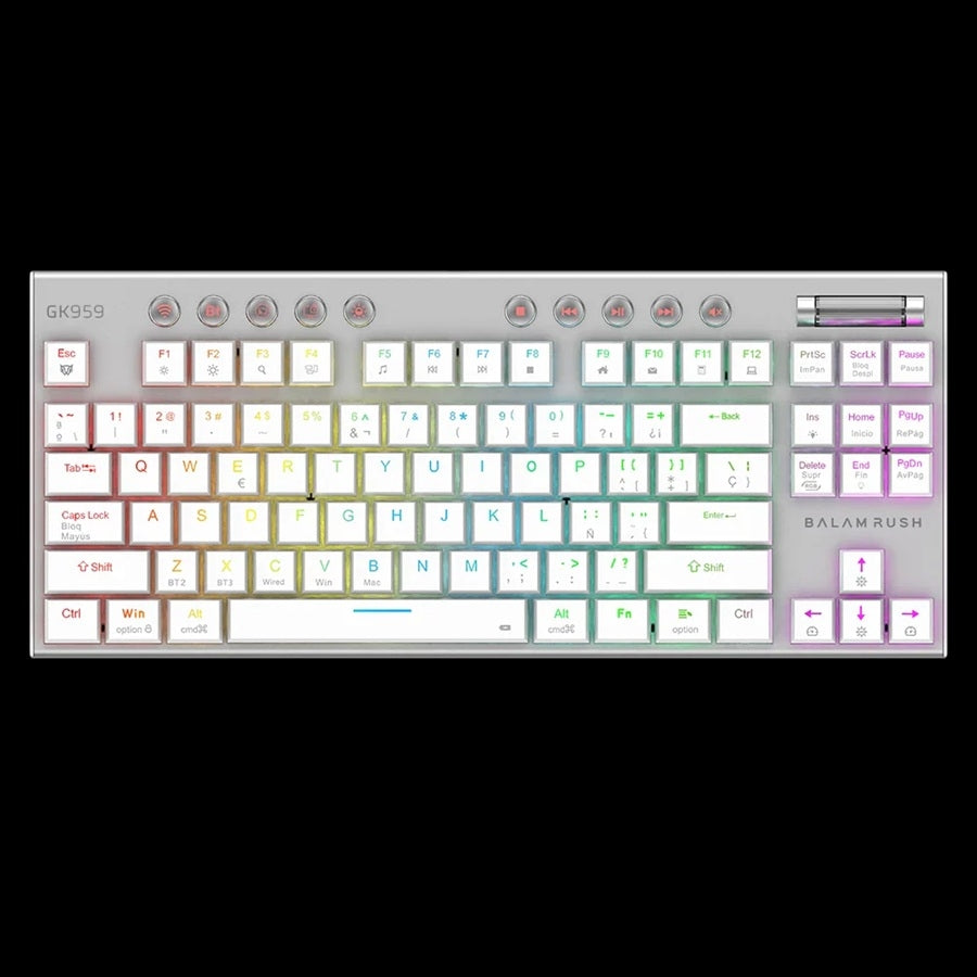 Balam Rush BR-940412 teclado Juego USB + Bluetooth QWERTY Español, Inglés Blanco