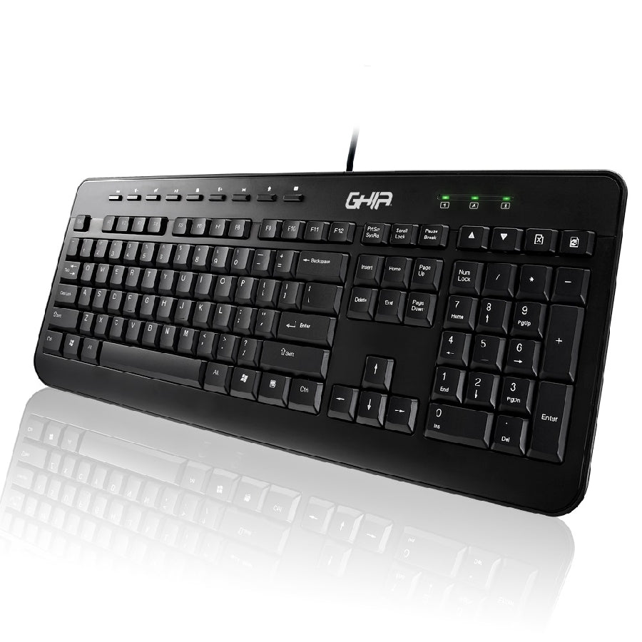GHIA / KIT TECLADO Y MOUSE / ALAMBRICO / ERGONOMICOS / MULTIMEDIA / USB / COLOR NEGRO