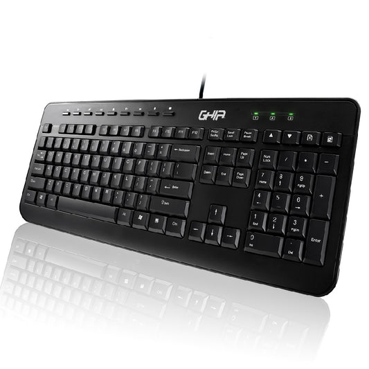 GHIA / KIT TECLADO Y MOUSE / ALAMBRICO / ERGONOMICOS / MULTIMEDIA / USB / COLOR NEGRO