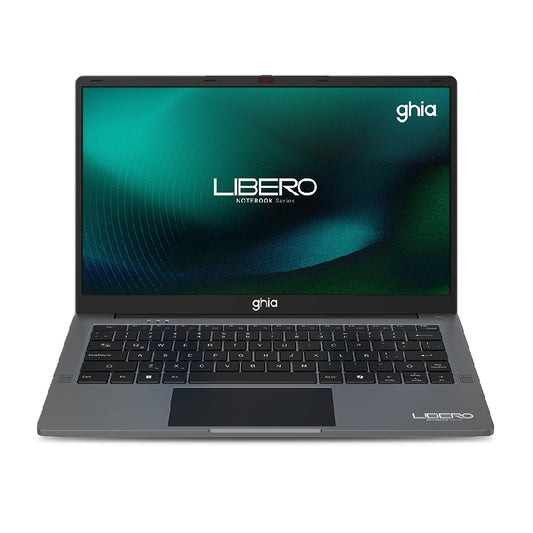 NOTEBOOK GHIA LIBERO 14 PLUG HD INTEL CELERON N4500 RAM 8GB SSD 128GB CAMARA FRONTAL 1.0 MPX WIFI-BT HDMI WIN 11 HOME COLOR GRIS
